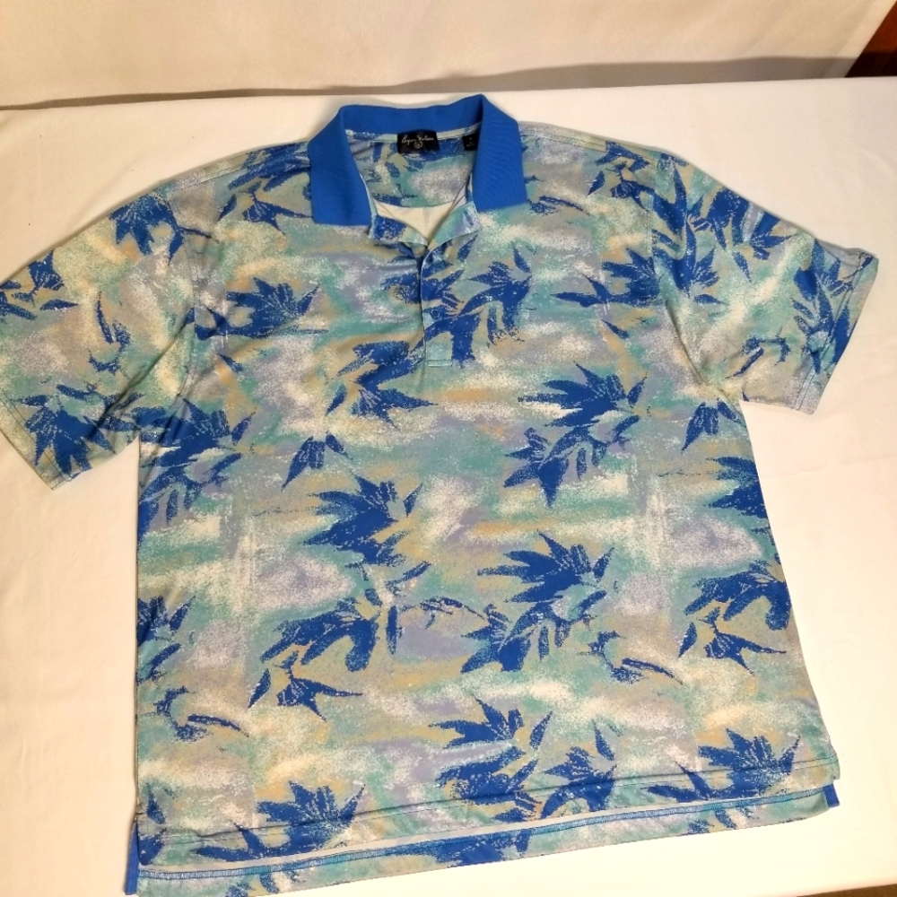 Byron Nelson Mens Size XL Polo Shirt Golf  Green Blue Short Sleeve